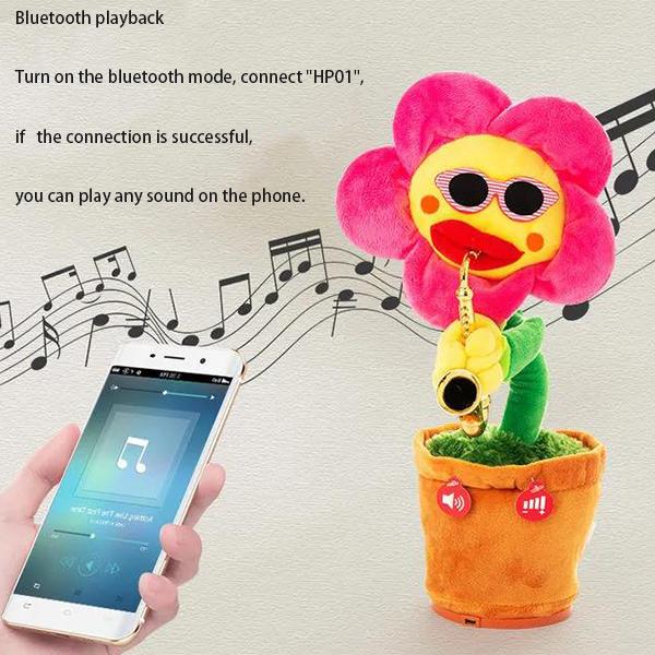 Lovely Sunflower Saxophone Plush Toy Dancing Singing Children Imitation Toy Kid's Cute Educational Toy