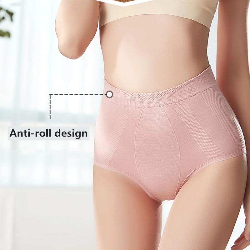 Women's Sexy Underwear 3 Packs Graphene Antibacterial Panties High-waisted Abdomen Hips Pelvis Adjustment Panties Body Shaping Breathable Hip Pants