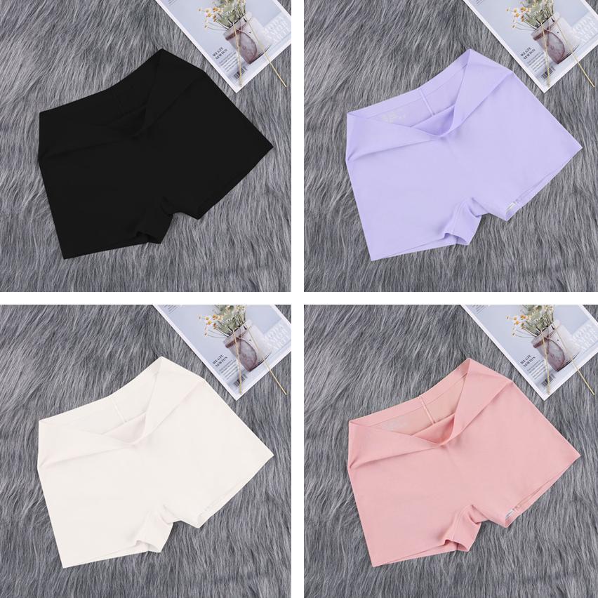 4Pcs/Set Ice Silk Seamless Safety Underpants Large Size Panties Solid Color Boxer Briefs Women's Sports Boxer