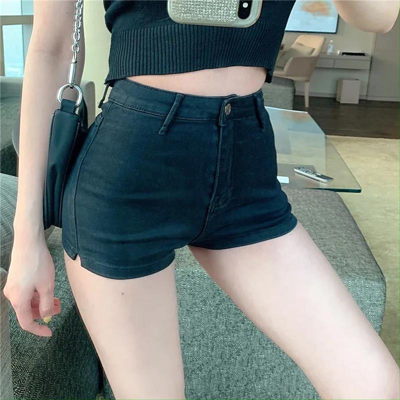 Sexy Tight Denim Shorts Women Spring and Summer Thin Casual Shorts Black Blue