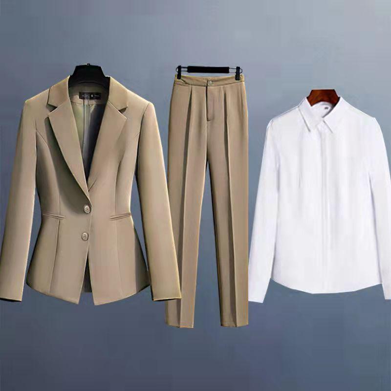 2PCS Suit Blazer Jacket + Suit Pants Two-piece Set Female Professional Formal Suit Elegant Business Suit Outfit Front Desk Uniform Hotel Work Clothes