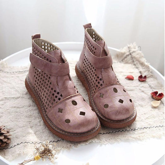 Breathable Retro High-top Sandals Women Bulk Hole Shoes Heavy-bottomed Hollow Cool Boots Network Boots Thick Crust Breathable Women's Boots