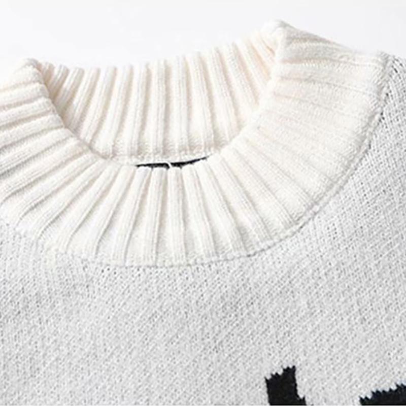 Anime Sweater Streetwear Hip Hop Harajuku Knitted Sweaters Women Oversized Loose O Neck Long Sleeve Black White Pullovers Japanese Fall Winter Sweater