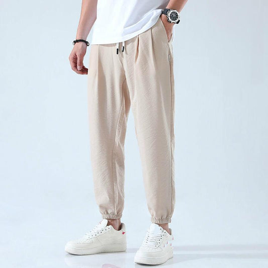 Ice Silk Air-conditioning Pants Men's Quick-drying Footwear Sports Trend Wild Men's Pants Nine Points Men's Casual Pants Summer Thin Section