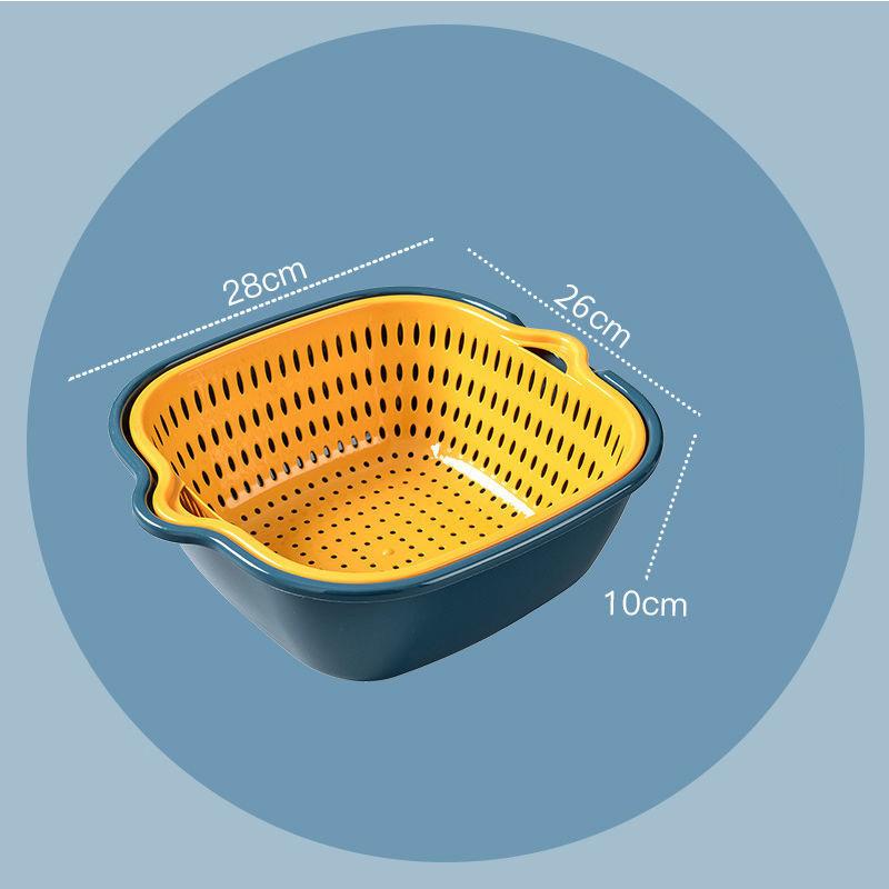 Double-layer Kitchen Sink Drain Basket Pot Assortment Vegetable Washing Basket Household Living Room Plastic Fruit Bowl Washing Fruit Plate