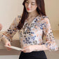 Women's Summer Short Sleeve Chiffon Shirt Printed Loose Large Size Shirt Top