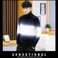 Men's Imitation Mink Velvet Turtleneck Sweater Korean Version of Slim Plus Velvet Thick Sweater Gradient Color Fuzzy Sweater