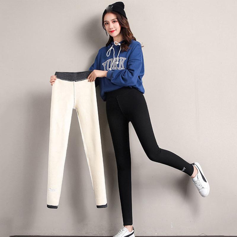 Women's Leggings Winter Plus Velvet Thick Skinny Trousers for Outer Wear Women's High Waist Thin Velvet Thermal Pants