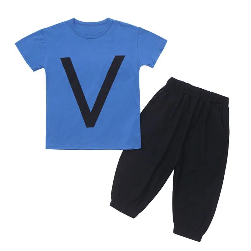 Boys' Suits Summer Clothes Children's Clothes Boys' Short-sleeved T-shirt Clothes Elementary School Suits