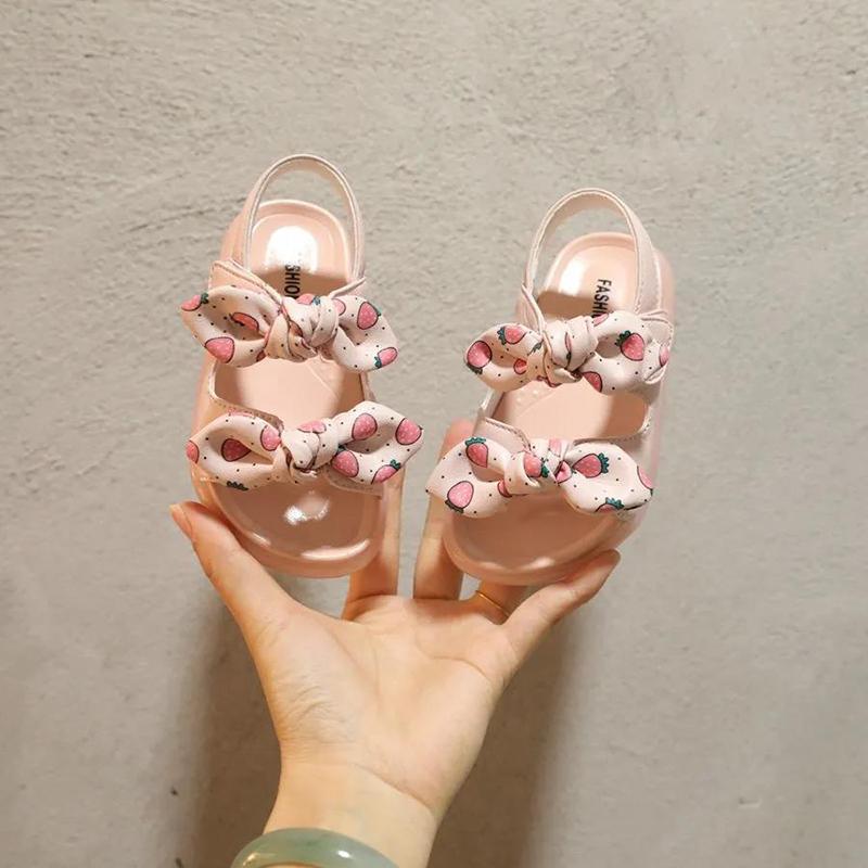 Girls Sandals Non-slip Soft Bottom Summer Children's Bow Knot Open-toed Princess Shoes Summer Beach Shoes