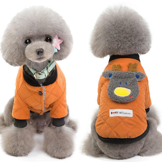 Dog Cat's Winter Clothes Teddy Bichon Small Dog Puppies Coat Pet Autumn and Winter Warm Jacket Outfits Cotton Bear 2 Legs Sleeves Cute Pet Clothing