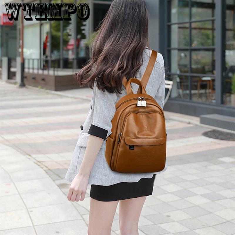 Genuine Leather Backpack Women Shoulder Bag School Backpack Travel Satchel Rucksack