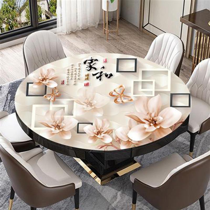 Chinese Style Plastic Round Table Cloth Self-adhesive Waterproof and Anti-scalding Soft Glass Table Mat Pvc Round Coffee Table Mat Table Cloth