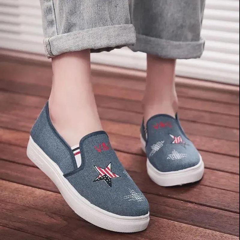 Old Beijing Cloth Shoes Women's One-foot Flat Soft Sole Single Shoes Breathable Canvas Shoes