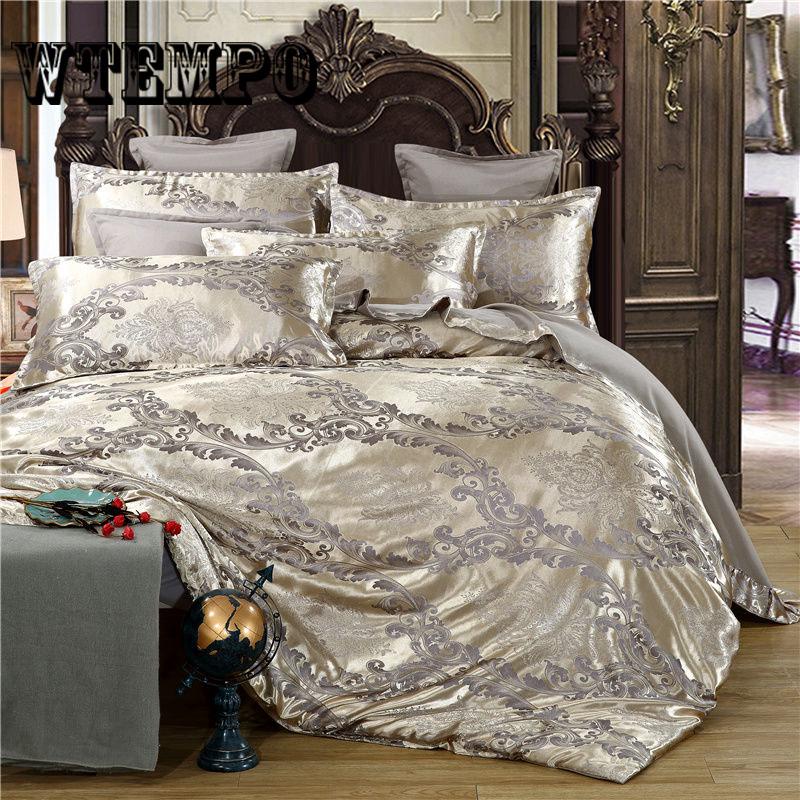 4pcs/set  Luxurious and Comfortable Bedding Set  Soft Silk Duvet Cover  Bed Sheet Pillowcase Set