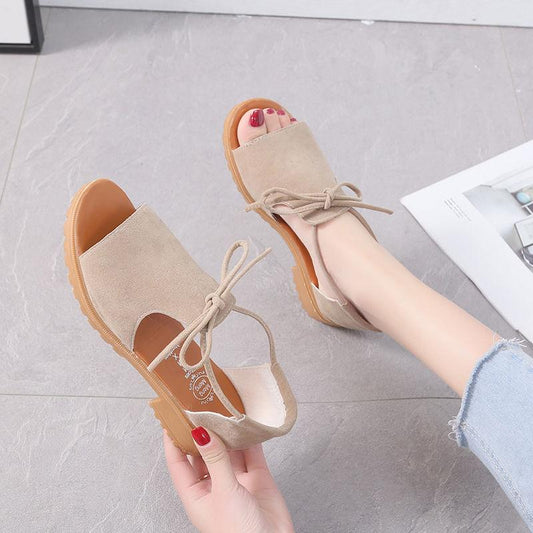 Sandals Women Summer Flat Bottom Korean Fashion Simple Students All-match Sports Lace-up Women's Shoes Sandals Women