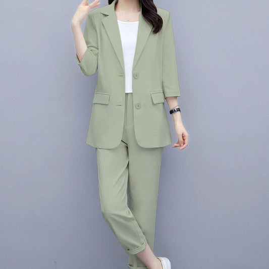 Two-piece Suit Women's Suit Jacket + Suit Straight Pants Temperament Business Suit Suit Two-piece Suit Spring and Autumn Can Be Worn