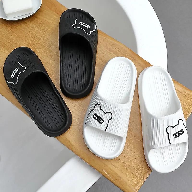 Bear Couple Slippers Indoor Simple Thick Bottom Sandals and Slippers Men's Outdoor Flip-flops Women's Home Non-slip Soft Mute Bathroom Bath Slippers