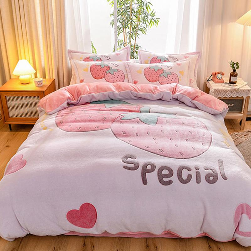 Thick and Large Version of Four-piece Snowflake Velvet Warmth Three-dimensional Velvet Duvet Cover Crystal Velvet Bedding