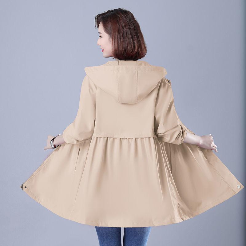 Inner Lining Windbreaker Women Mid-length Autumn and Winter Loose Coat Large Size Hooded Jacket