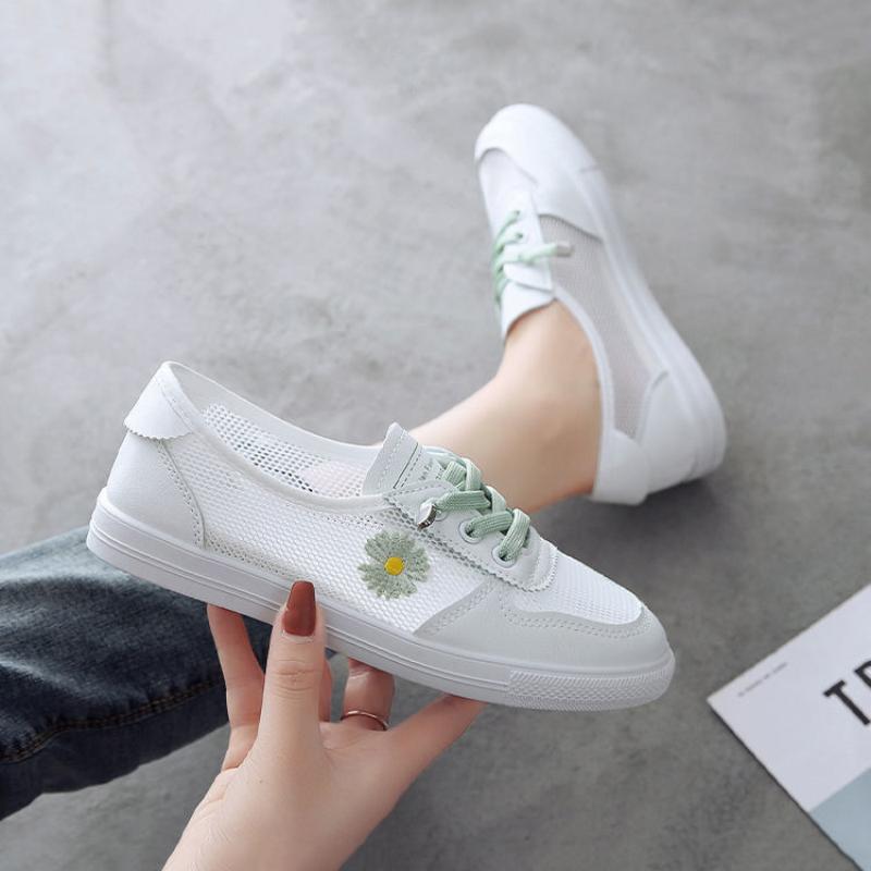 2021 New Spring Summer All-match Mesh Breathable Sneakers All-match Casual White Shoes Lazy Shoes Tide