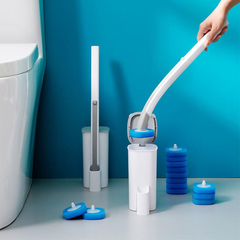 Replaceable Toilet Brush with Base Long Handle Disposable Cleaning Brush Brush Household Disposable Toilet Cleaning Brush