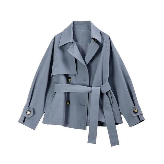 High-end Windbreaker with Inner Lining Women's Spring and Autumn 2021 Small College Style Short Waist British Style Jacket