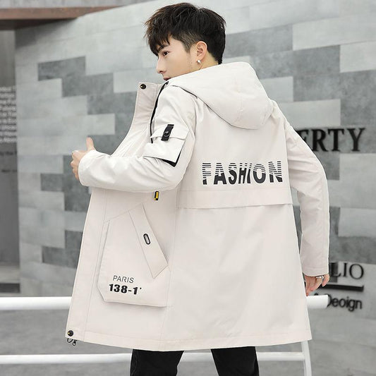 Medium and Long Section Large Size Windbreaker Men's Clothes Spring and Autumn Jacket Woolen Coat