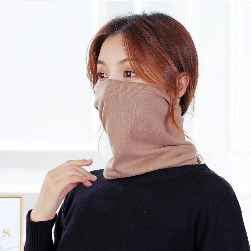 Women's Autumn and Winter Bib Pullover Scarf Korean Style Outdoor Windproof Cashmere Knitting Riding Warmth Cervical Spine Scarf Neck Collar Neckchief