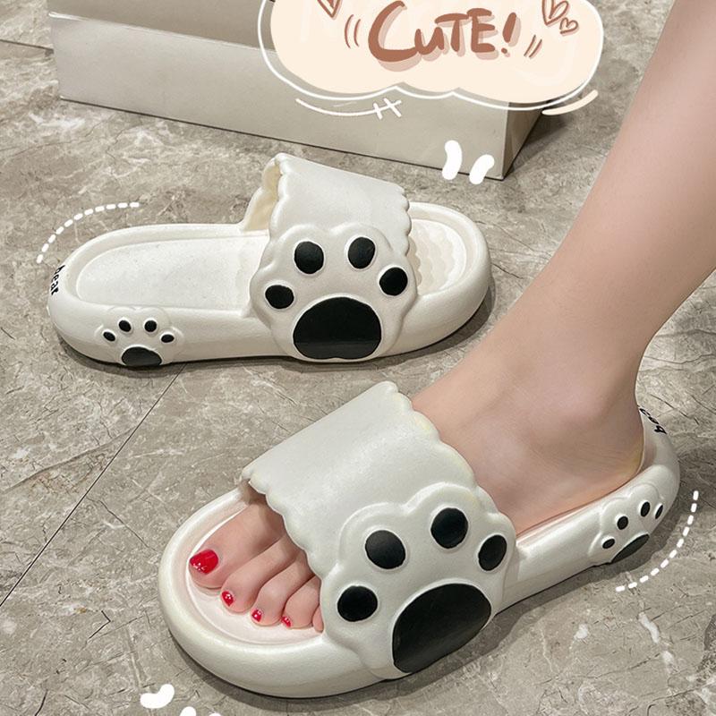 Cloud Bear Paw Soft Sandals and Slippers Women Cute Summer Home Non-slip Indoor Couple Thick-soled Shoes Men