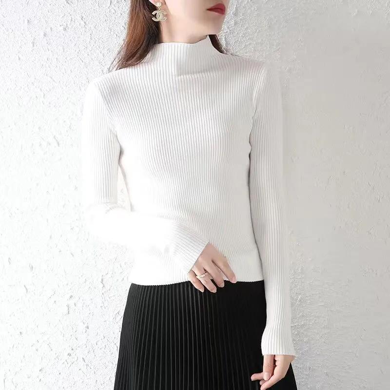 Winter Sweater Women Turtleneck Pullover Sweaters Solid Long Sleeve Slim Basic Tops Lady Knitted Jumper