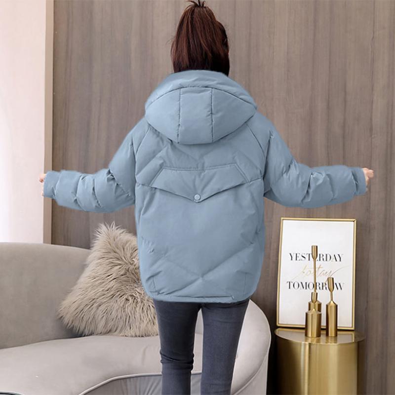 Women's Mid-length Down Jacket Winter Korean Loose Cotton Clothes Casual Hooded Padded Jacket