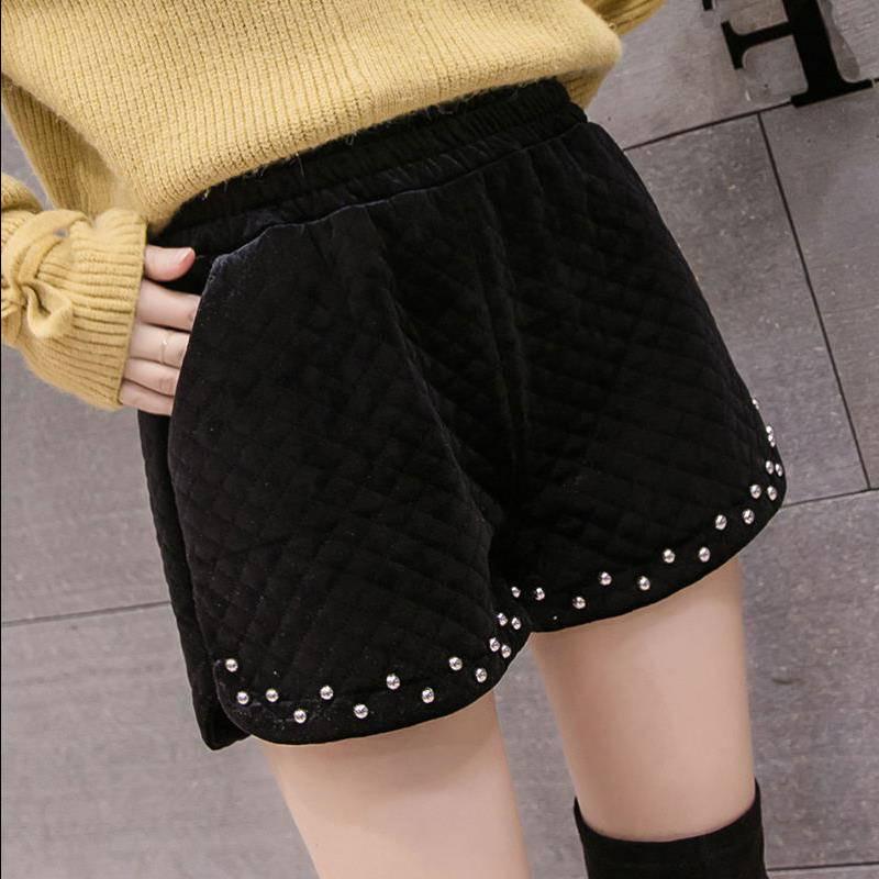 Woolen High Waist Shorts Wide Leg Slim Boots Pant Shorts Women Harajuku Style Short Pants