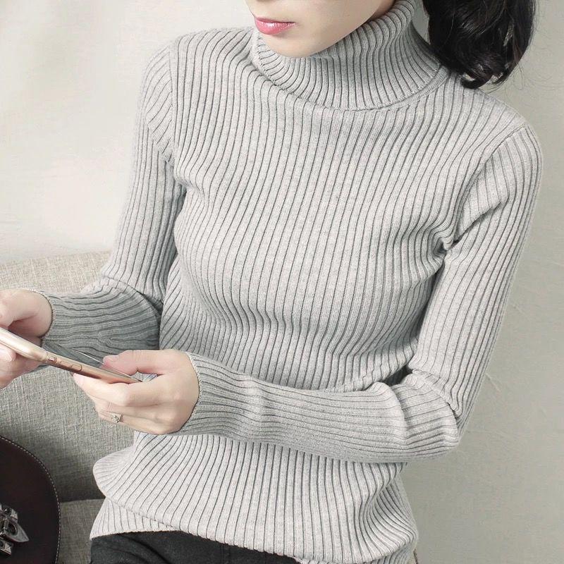 Wild Long Sleeve High Collar Sweater Knitting Sweater Women's Autumn and Winter Bottoming Shirt