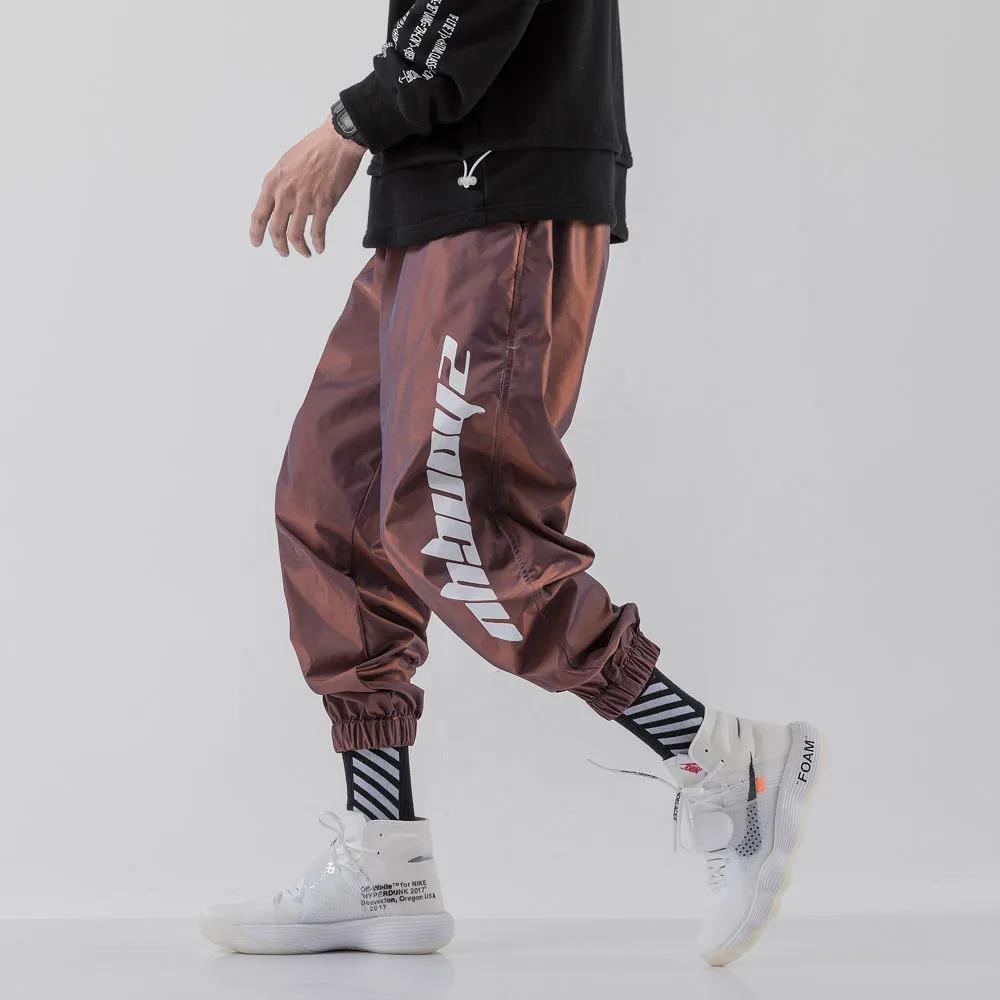 Spring and Summer Tie-foot Casual Pants Niche Hip-hop Reflective Trend Overalls Men's Nine-point Pants