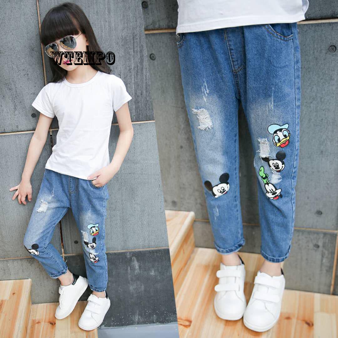 Children Cute Stretch Straight Trousers Student Fashion Casual Pants for Girls