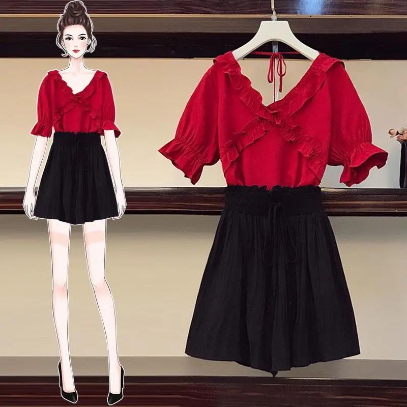 Women Irregular T-Shirt Solid Skirts Suits Fold Backless Tops Vintage Holiday Skirt Sets for Elegant