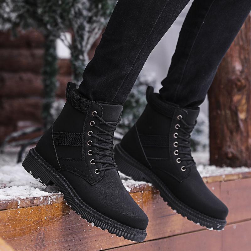 Windproof  Martin Boots Men's Leather Shoes Waterproof Snow Boots Warm Military Boots Cotton Shoes