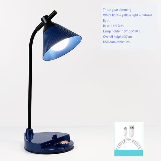 USB Rechargeable Bedroom Reading Bedside Night Light Eye Protection Table Lamp Dormitory Desk Study Can Be 360 ° Rotating Portable Table Lamp