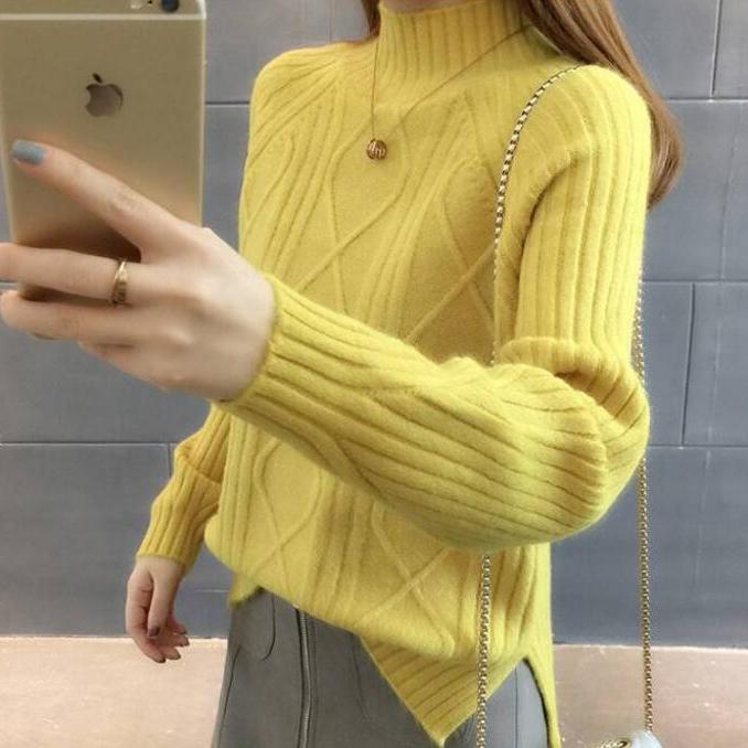 2019 Autumn Women Lady Sweater High Elastic Turtleneck Sweater Women Slim Bottoming Knitted Pullover