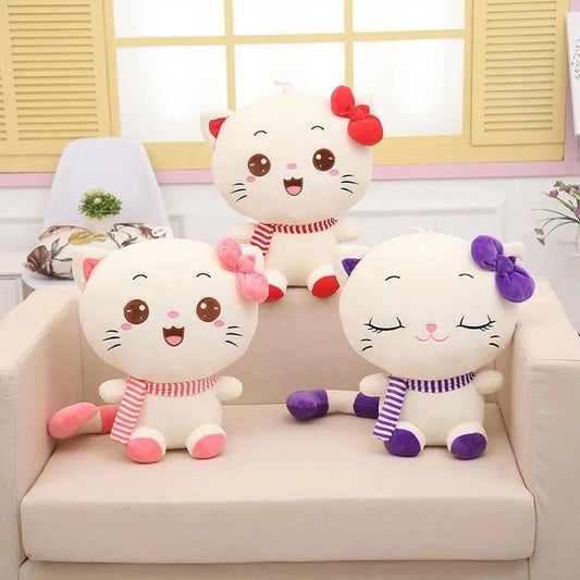 Children's Plush Toys Cute Kawaii Cat with Bow Plush Dolls Toys Gift Stuffed Soft Doll Cushion Sofa Pillow Gifts Xmas Gift Party Decor