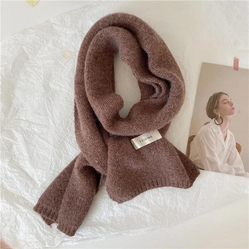 Scarf Female Winter Korean Fashion Solid Color Woven Scarf Thick Warm Wool Couple Scarf Shawl