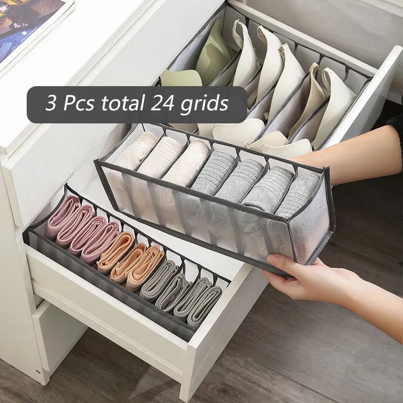 24 Grids Underwear Storage Box Closet Storage Box Drawer Storage Bra Socks Panties Storage Box Dormitory Underwear Classification Box