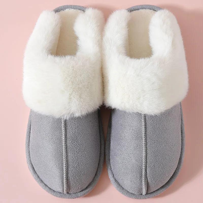 Plush Warm Home Flat Slippers Lightweight Soft Comfortable Winter Slippers Women's Cotton Shoes Indoor Plush Slippers