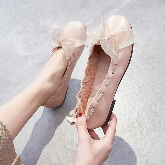 Single Shoes Women Spring Shallow Mouth Flat All-match Fairy Summer Popular Ribbon Gentle Shoes