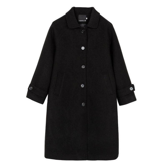 Spring and Autumn Student Mao Ni Mid-length Loose and Thin Thickened Over-the-knee Woolen Coat Jacket Women