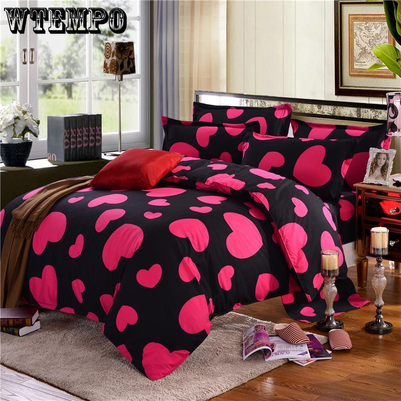 3pcs Printing Love Pattern Bedding Set Bed Cover Pillowcase Quilt Cover