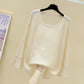 Summer Ice Silk Knitted Sunscreen Blouse Trumpet Net Shirt Top Hole Thin Women's Loose Hollow See-through Fabric Light and Breathable