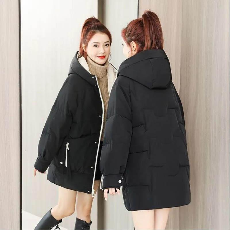 Down Padded Jacket Women's Mid-length Padded Coat Loose Large Size Padded Jacket Bread Suit Winter Coat Trend