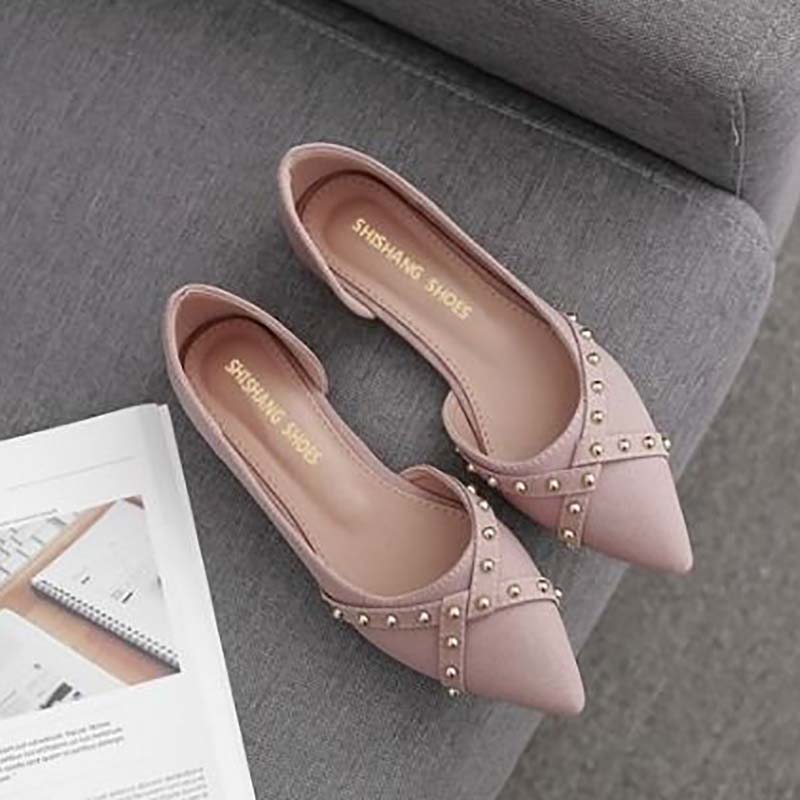 Flat Bottom Women's Single Shoes Spring All-match Pointed Toe Four Seasons Shallow Mouth Evening Shoes Summer Dress Fairy Shoes